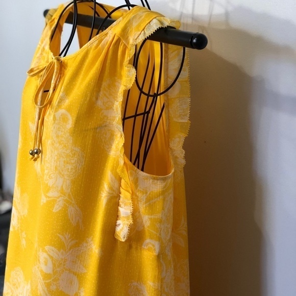 Kaari Blue Keyhole Sleeveless Peasant Summer Dress Small Wedding Spring Lemon - Picture 5 of 8